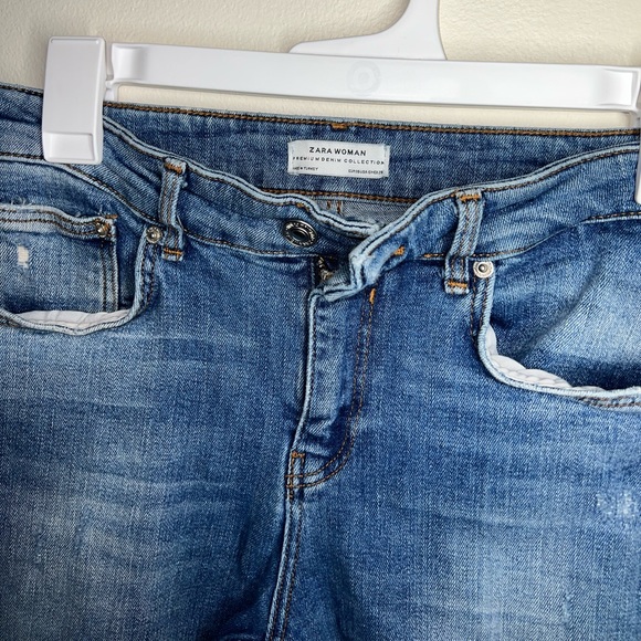 Zara Woman Denim Jeans Distressed Bottoms - Picture 2 of 8